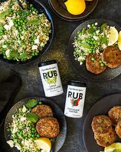 Healthy, tasty and easy on the budget. 😋🫰 Our Portuguese Peri Peri and Greek Style Lemon & Herb Seasonings bring bold and zesty flavours to these Tuna Fish Cakes and Pea & Feta Couscous Salad. Find the recipe here: https://tinyurl.com/3sxzy3zn Because life's too short for bland. | Cape Herb & Spice