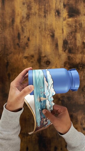 Stickers that wrap around your water bottle to create landscapes is unreal. #stickers #sticker #waterbottlesticker #hydrascapestickers
