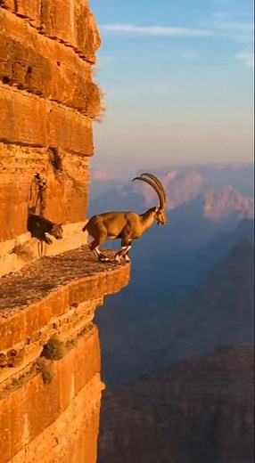 Cliffside Escape! lbex Takes the Ultimate Leap from Predator! #LeopardChase #MountainGoat 🐐🐆