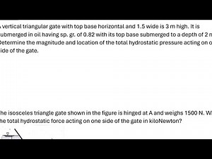 Hydrostatic Force on Plane surfaces Sample Problem 18