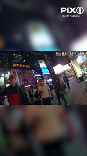1.5K views · 38 reactions | Police body-camera footage shows the chaotic moments leading up to the Times Square brawl between the police and migrants. Read more: https://pix11.com/news/local-news/body-camera-footage-shows-chaotic-lead-up-to-times-square-brawl-between-police-and-migrants/ | PIX11 | Facebook