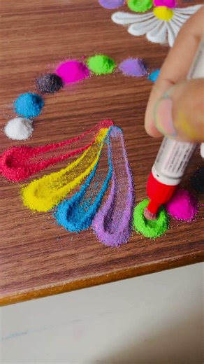 Simple Multicolour Rangoli Using Fork | Trending Rangoli 2026