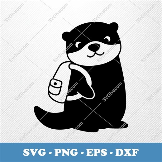Otter With Backpack SVG | Puffy Cartoon Vector Clipart EPS PNG Dxf | Cricut Silhouette File - Etsy