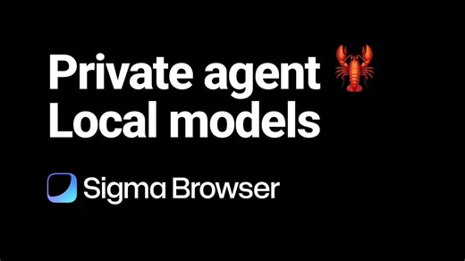 Now you can run a private OpenClaw Agent powered by local models directly inside a Sigma browser. > Gemma 4, Qwen, 3.5, or Nemotron 3 models are available. All your browser data stays on your machine. > Private AI Agent can manage tabs, navigate to pages, and more!