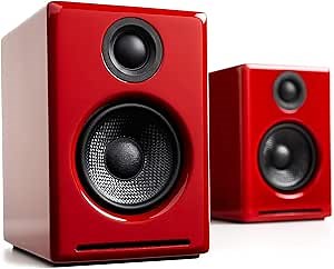 Audioengine A2 Plus 60W Powered Desktop Speakers, Built in 24Bit DAC and Analog Amplifier (Red)