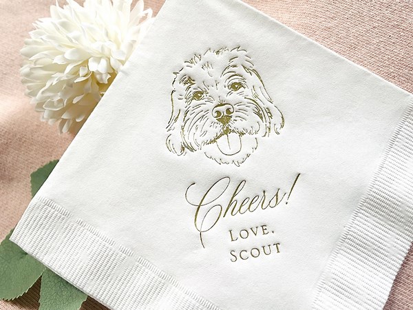 Gold Foil Pet Cocktail Napkins Wedding Reception Custom Dog Cat Rabbit Illustration Beverage Napkins Gold Foil Personalized Dog Drawing - Etsy