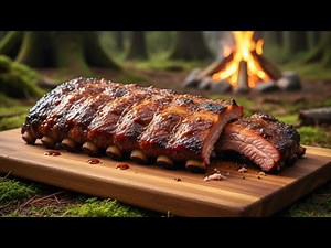 AMAZING Ribs Cooked Over The Campfire | ASMR Cooking