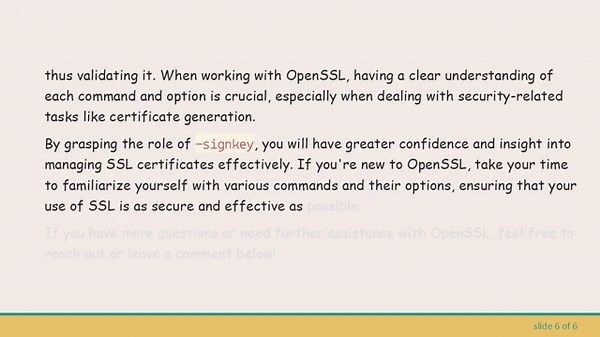 Understanding the Role of the -signkey Option in OpenSSL Commands