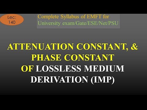 EMFT | Lec 140 | Attenuation and Phase Constant of Lossless Medium of Plane Wave | R K Classes |