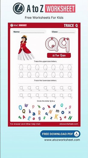 Tracing and Writing Alphabet Q Worksheet for Kids – Free A to Z Practice PDF
