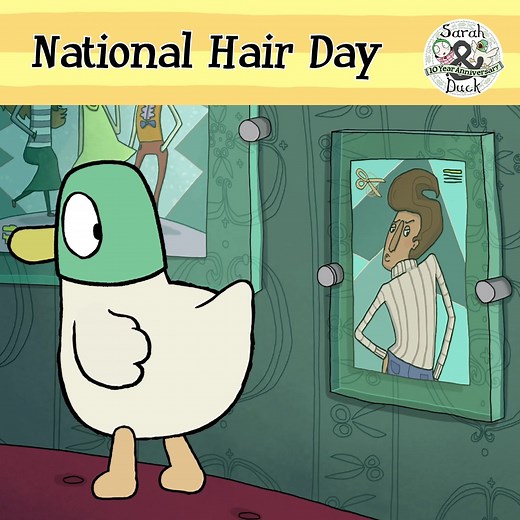 Sarah is a little nervous getting her hair cut... good job Duck is there to take her mind off things! | Sarah & Duck