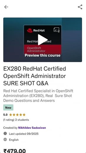 EX280 RedHat Certified OpenShift Administrator SURE SHOT Q&A #shorts