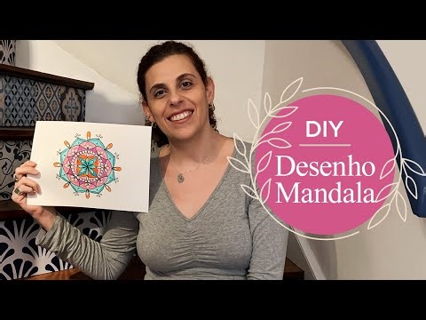 Como desenhar MANDALA FÁCIL passo a passo - Desenho com compasso e Pintura com lápis de cor.