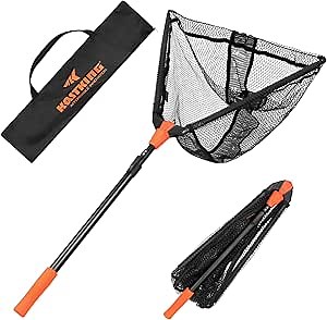 KastKing Pontus Fishing Net, Foldable & Lightweight Landing Net with Built in Length Scale, Strength Aluminum Handle, Fishing Gear and Gift for Men