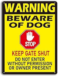 12x16 Inch Beware of Dog Signs for Fence - Warning Tin Beware of Dog Yard Signs - Aluminum Metal Dangerous Dog Warning - Beware of Dog Warning Signs for Home and Business - Warning Dog Sign for Home