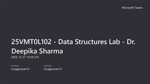 25VMT0L102 - Data Structures Lab - Dr