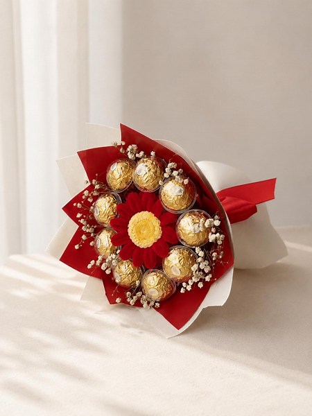 Handmade Ferrero Rocher Chocolate Bouquet, Red Flower Centerpiece, Romantic Gift - Etsy