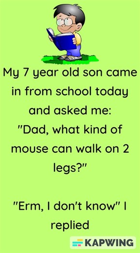 21K views · 38 reactions | “Dad, what kind of mouse can walk on 2 legs?” ...Brilliant continuation in the first comment  | Laugh Factory | Facebook