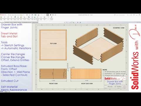 Drawer Box - Create Finger Joints with Solidworks | Woodworking