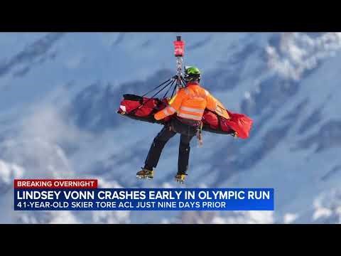 Lindsey Vonn crashes early in Olympic downhill, taken off the mountain in a helicopter
