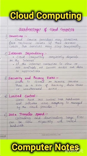 Disadvantages of Cloud Computing |Cloud Computing | Computer Notes