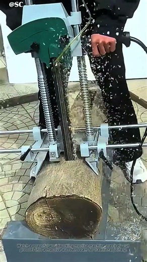 Mortise Machine Perfectly Cuts Grooves in a Massive Wood Beam ⚙️