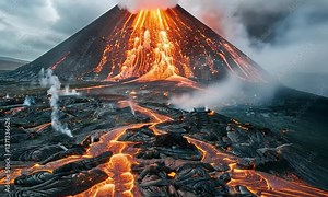 Fire in the forest video background, Volcanic eruption video background, smoke from the fire video background, fire eruption video background, volcanic video background, generated with ai