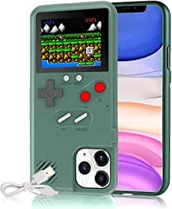 Gameboy Case for iPhone, Retro 3D Phone Case Game Console with 36 Classic Game, Color Display Shockproof Video Game Phone Case for iPhone(Green, for iPhone 11 Pro Max)