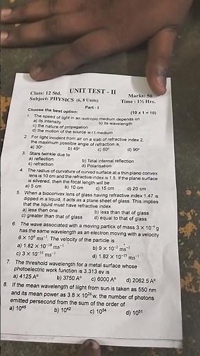 12th physics unit 2 exam questions paper.chapter(6,8)