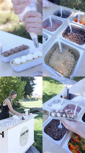 Aubree Dooley on Instagram: "Set up For an Event With me! 🤍✨ *PART 2* Have an event coming up? Well… Look no further! Cake Me Away is here to make your event even sweeter! Guests get to choose their… - Cake Flavor - Frosting Flavor - Drizzles - and Toppings! To book your party with Cake Me Away today, call Aubree at 661-714-7536 or fill out the form linked in our bio! #cakemeaway #cake #scv #scvsmallbusiness #fyp #santaclarita #birthday #scvcakes #fypage #setup"