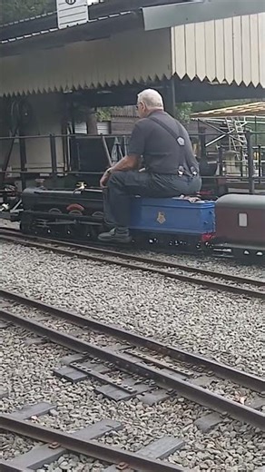 Miniature Steam Train. Steam engine being tested.