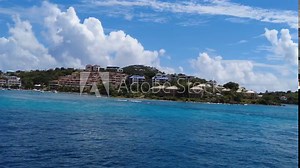 The view of the waterfront resorts and hotels near St John, US Virgin Islands