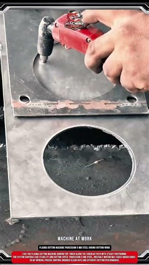 Plasma Cutting Machine Processing 5 mm Steel During Cutting Work