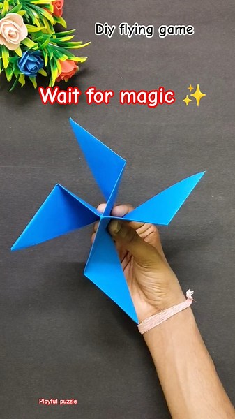 Diy flying game with Paper 🛸😱 Easy kids Crafts 🪀😨#shorts #viral #diy #kids #youtubeshorts #funny