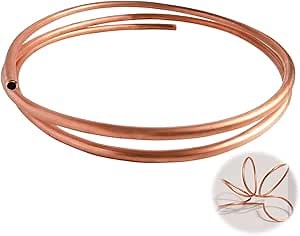 Pure copper tubing 1/8" OD (0.118")×1/12" ID(0.079") x 5 FT seamless hollow T2 copper pipe,Refrigeration Tubing, DIY project(Multiple Sizes)