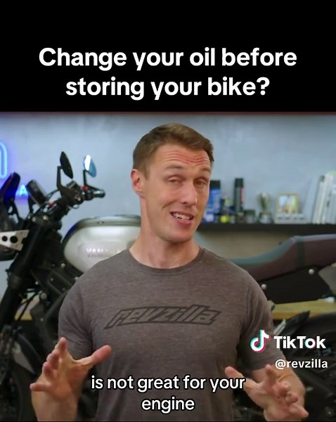 Should You Change Your Oil Before Winter Storage? Go to our profile to watch the full Shop Manual episode!⁠ ⁠ #TheShopManual #TSM #RevZilla #CommonTread #motorcycle #moto #motorcyclemaintenance #maintenance #mechanic #howto #diy #lifehack #lifehacks #techtips #biker #oil #oilchange