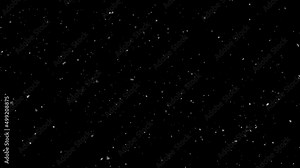 White confetti snowflakes and bokeh lights snowfall overlay, black Loop background. winter, falling snow effect. Winter Snow, animation Slow. Holiday, winter, New Year, snow, festive snow flakes