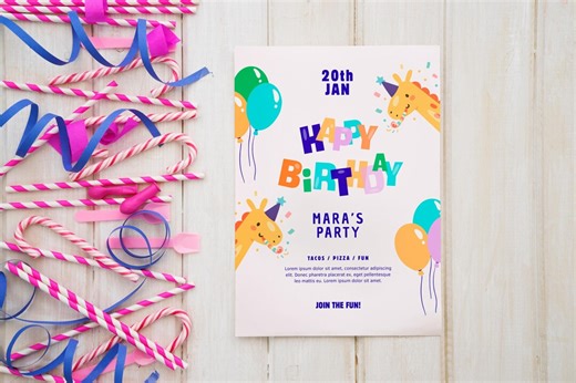Editable Giraffe Birthday Invitation, Kids Safari Party Invite (digital Download) - Etsy