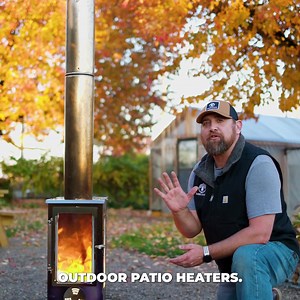 585K views · 63 reactions | This is an American Made outdoor heater that runs on wood pellets! It uses a gravity fed system that requires no electricity and has no moving parts (it won't break down). Here's the best part: It produces twice the amount of heat vs a normal propane heater. About a 12 Ft max heating radius! | Timber Stoves | Facebook