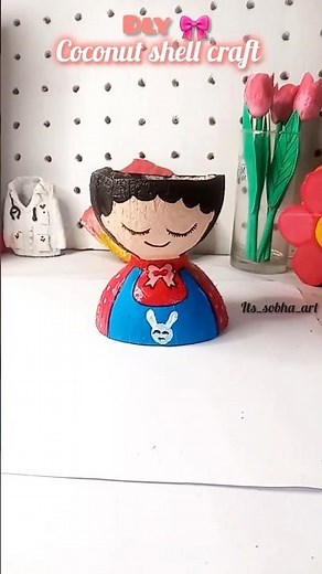 coconut shell craft.❤️✨️.#plant#craft#its sobha art#artscraft #viralvideo #painting #painting