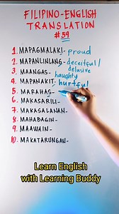84K views · 3.6K reactions | This video isa a simple vocabulary translation of Filipino to English vocabularies that are used in a daily conversation. Watch this video to learn more! | Learning Buddy | Facebook