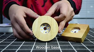 Modern Round Wooden LED Lamp Base in Warm White USB Power Source 5V Electric Switch Crystal Display Stand for Home Use