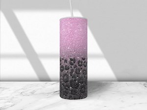 Pink Leopard Glitter Ombre Tumbler Design, 20oz Skinny Tumbler (PNG Digital Download) - Etsy