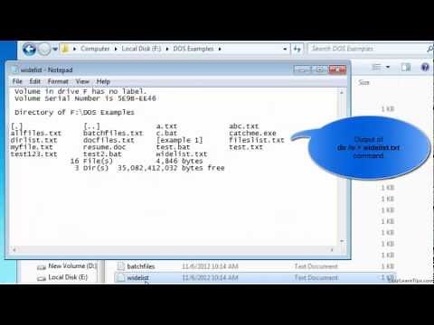 How to save directory listing to a text file in MS-DOS