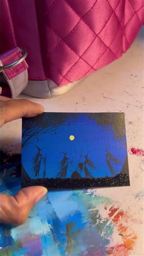 Whimsical Witches Miniature Acrylic painting
