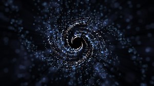 Outer Space sci-fi background. Blue spiral galaxy stars and particles. Looping, HD motion background animation.