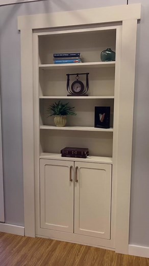 A bookshelf door that can actually lock. We have electromagnetic lock as well as key lock systems #Maderra #maderrashop #utah #saltlakecity #Murray