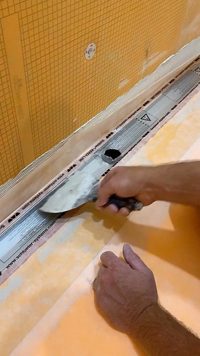 Super EASY Curbless shower Part 2 Let’s install the tray #gotitcoach #part2 #schlutersystems #schlutersystemsna #schluter #kerdi #kerdiboard #lineardrain #shower #showertray #waterproof #tileprep #allset #walkitout #taparoo #custom #customhomes #customhomebuilder | wkdconstllc