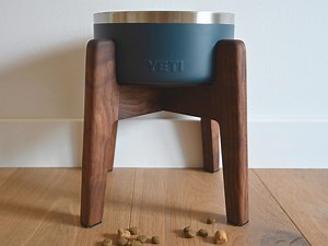 6" Elevated Dog Bowl Stand / Mid-century Modern Feeding Stand / Solid Walnut or White Oak // Fits Large Yeti 8" or Small Yeti 6 3/4" Bowls - Etsy