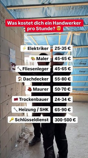 Was kostet dich ein Handwerker pro Stunde? #immobilien #handwerk